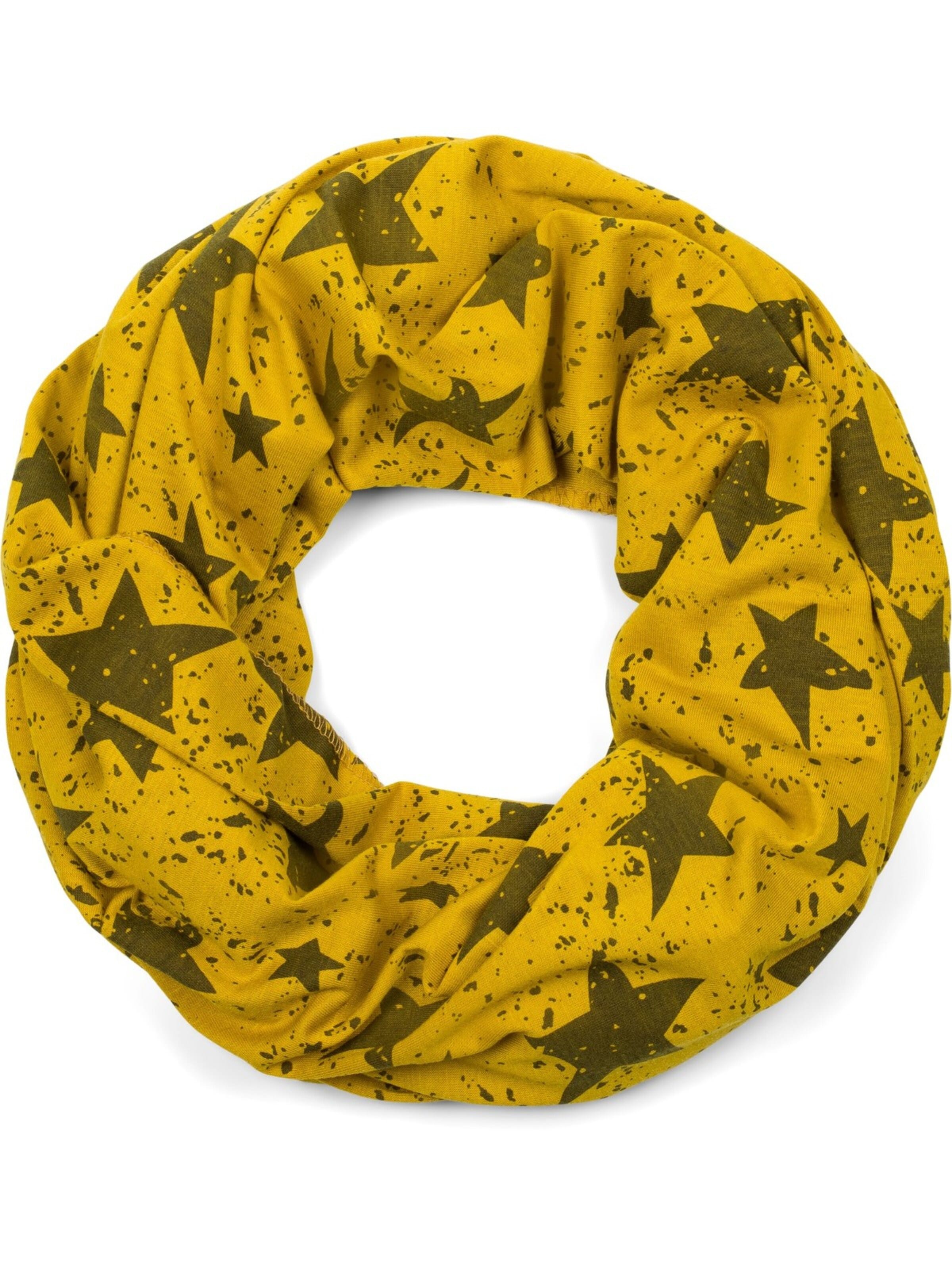 styleBREAKER Schlauchschal 'Loop Schal mit Sterne Splat Style Print'‌‌‌‌‌‌‌‌ in Gelb: Vorderseite