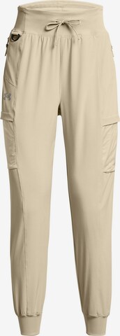 UNDER ARMOUR Regular Workout Pants 'RUN TRAIL' in Beige: front