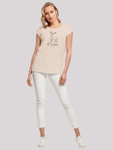 T-shirt 'Winter Christmas Deer' F4NT4STIC en beige