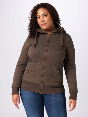 Ragwear Plus Sweat jacket 'NESKA' in Brown: front