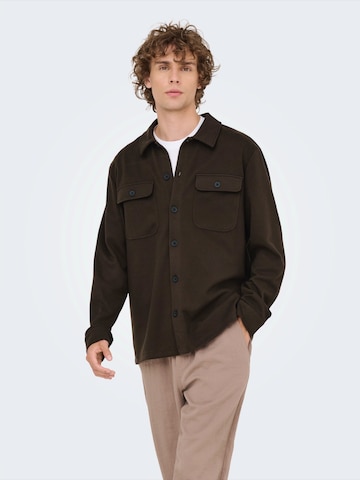 Only & Sons Regular fit Overhemd 'ONSNEWKODYL' in Bruin: voorkant