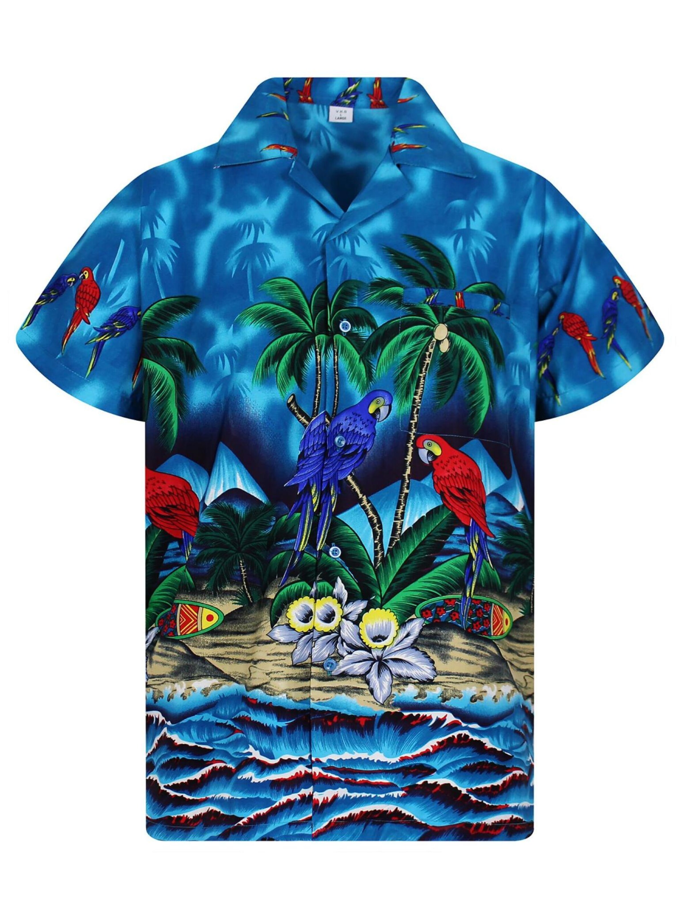 King Kameha Shirt 'Parrot'‌‌‌‌‌‌ in Blau: Vorderseite