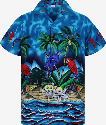 King Kameha Shirt 'Parrot' in Blau: Vorderseite