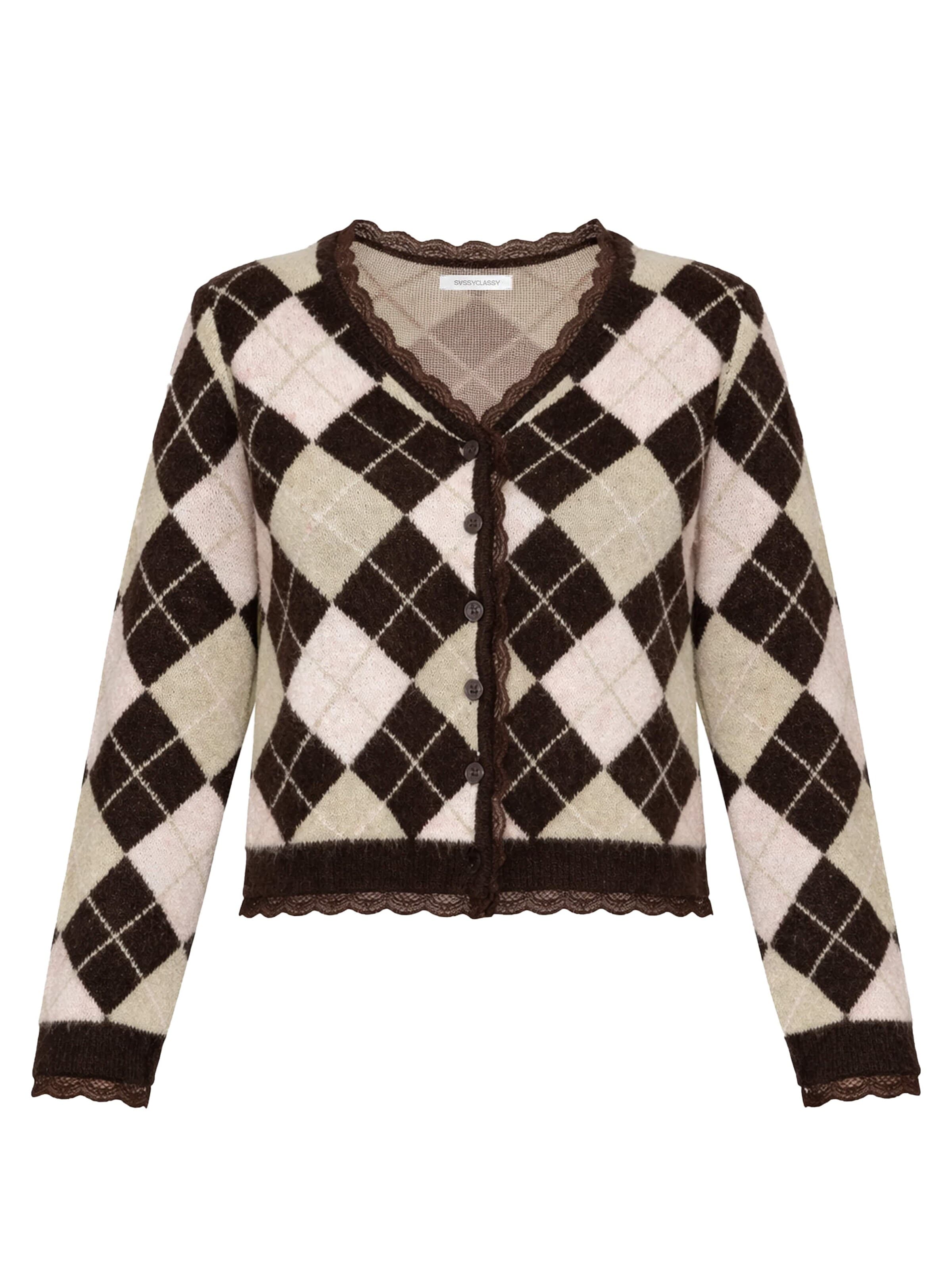 SASSYCLASSY Strickjacke‌‌‌‌‌ in Braun: Vorderseite
