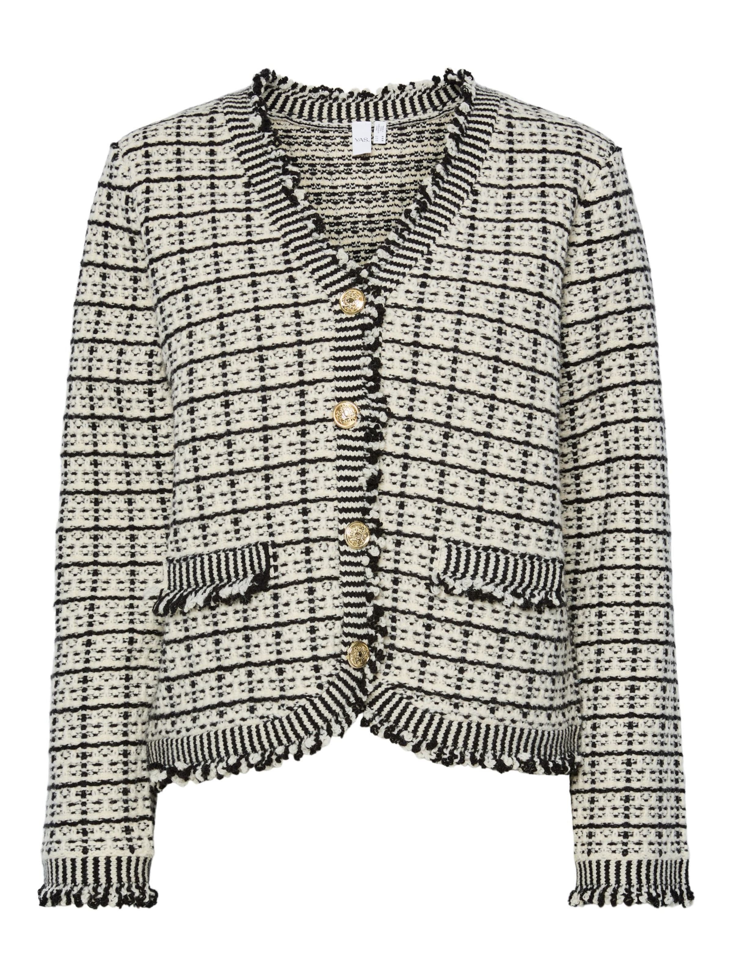 YAS Gebreid vest 'YASRimo' in de kleur Zwart / Wit, Productweergave