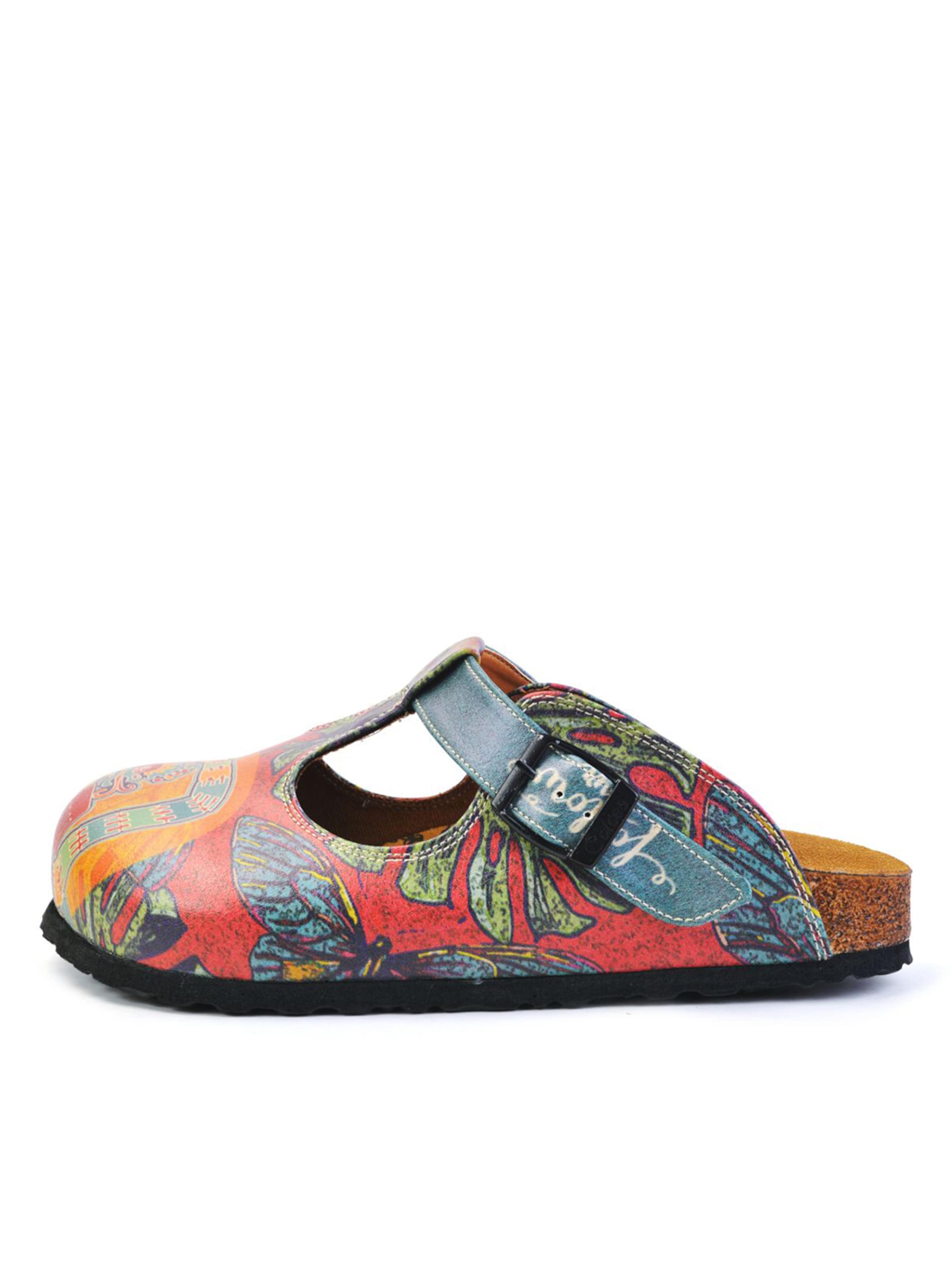 Goby Clogs 'Women shoes Goby-Calceo mules CAL1505 Peace and Love'‌ in Mischfarben: Vorderseite