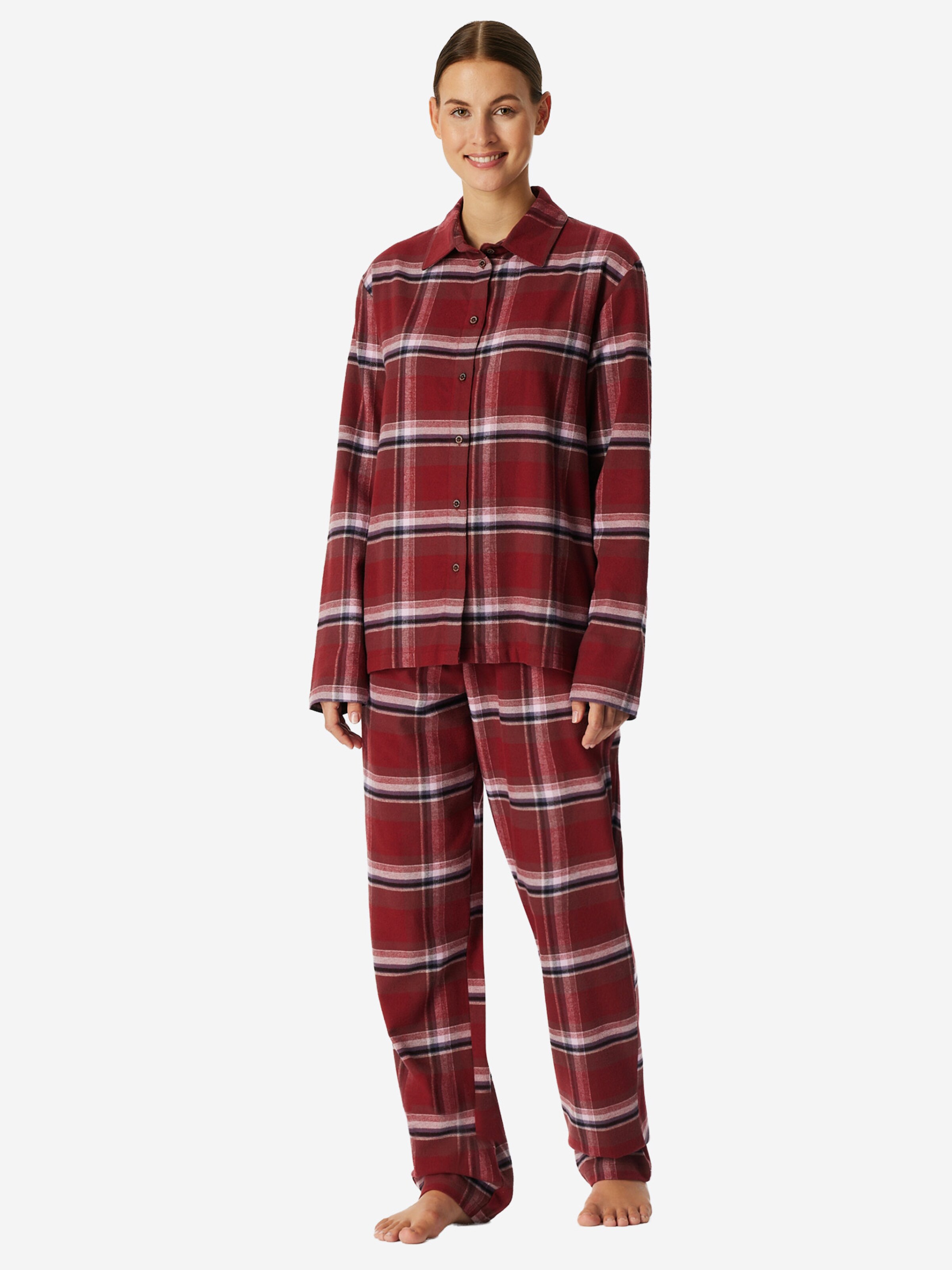 SCHIESSER Pyjama ' Selected Premium Warming ' in Rot: Vorderseite