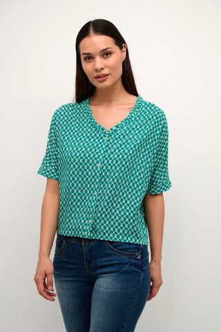 Cream Blouse 'Tiah' in Groen: voorkant