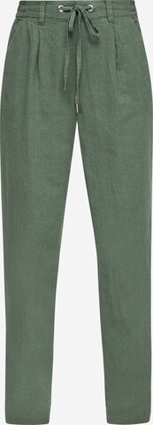 QS Regular Pleat-Front Pants in Green: front