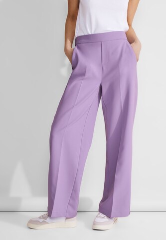 STREET ONE Wide leg Pleated Pants in Purple: front