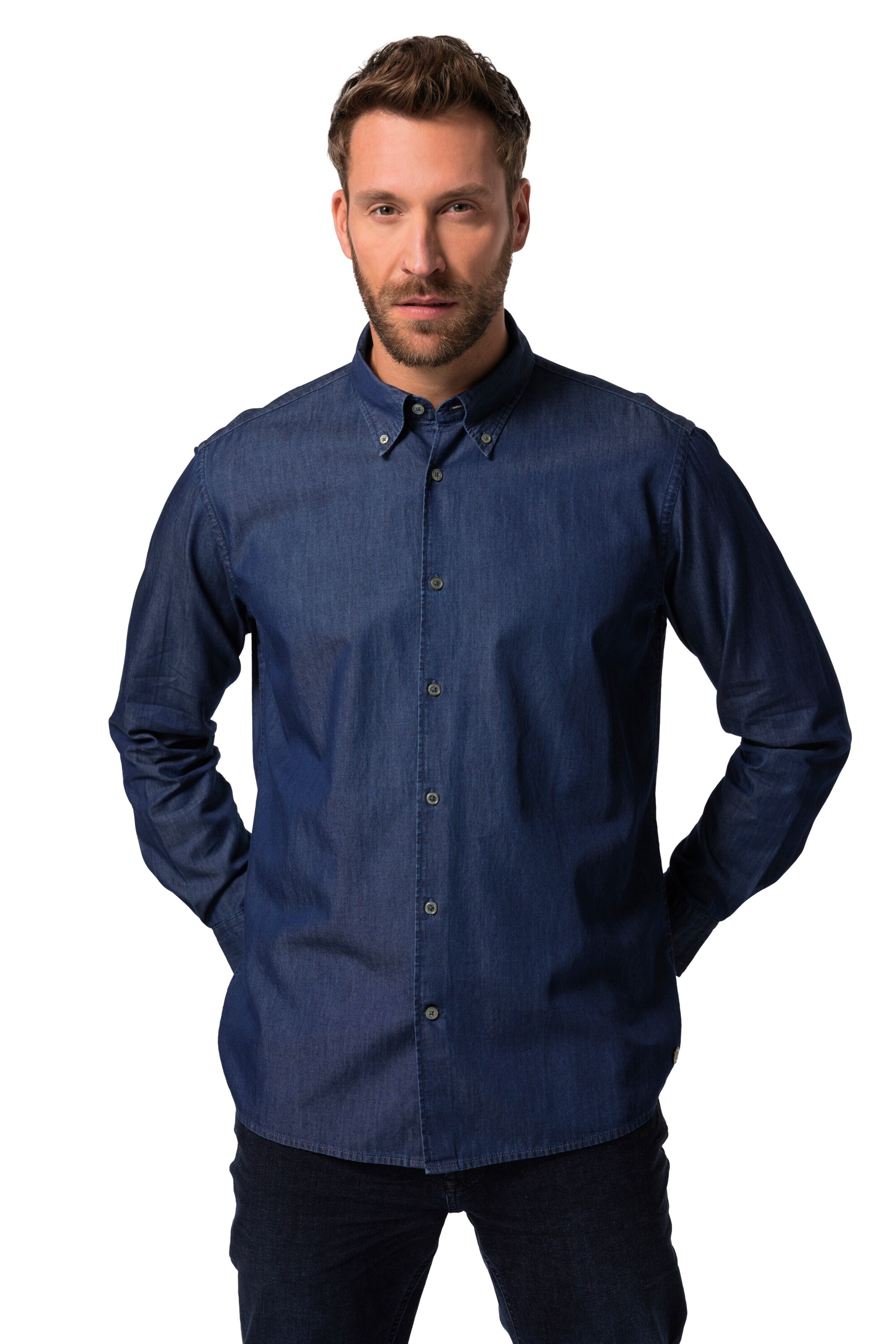 JP1880 Regular fit Overhemd in Blauw: voorkant