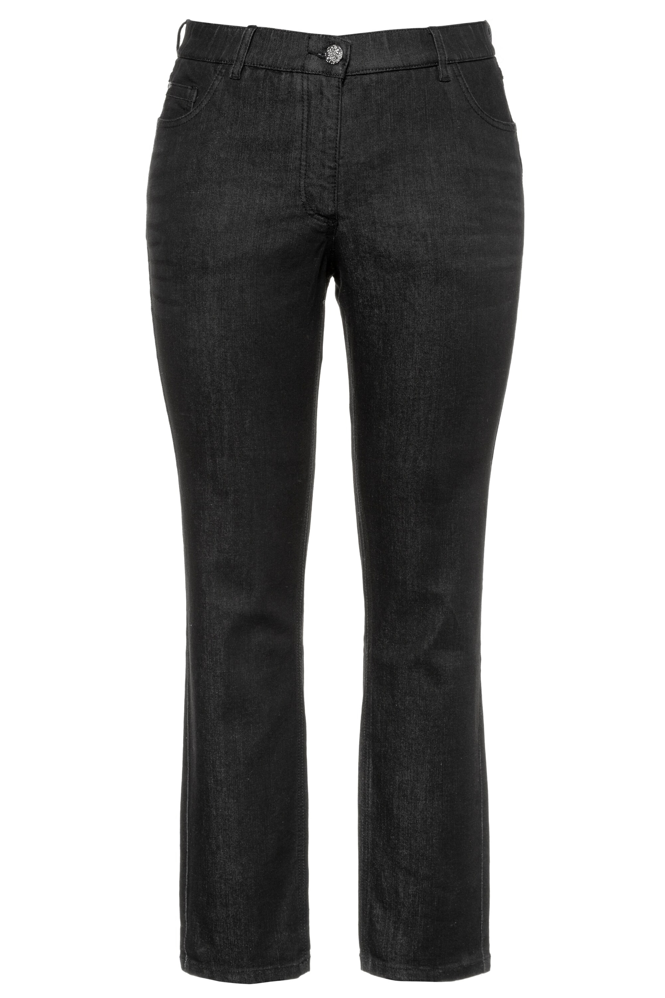 Ulla Popken Slimfit Jeans 'Sammy' in Zwart: voorkant