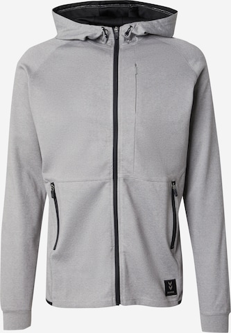 Hummel Athletic Zip-Up Hoodie 'Mt Interval' in Grey: front