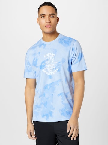 ADIDAS PERFORMANCE - Camisa funcionais 'Worldwide Hoops' em azul: frente
