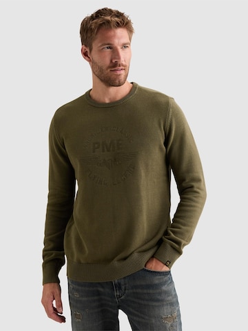 Pull-over 'Pullover with crewneck and artwork' PME Legend en vert : devant