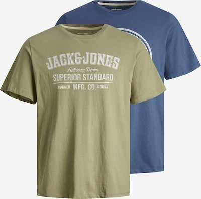 XS dydžio Marškinėliai 'JJEJeans' iš JACK & JONES, spalva – tamsiai mėlyna / šviesiai pilka / alyvuogių spalva, Prekių apžvalga