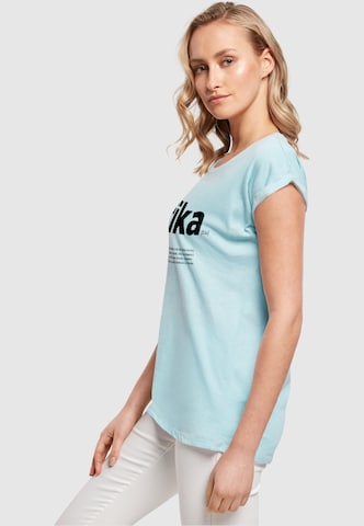 Mister Tee Shirt 'Fika Definition' in Blue