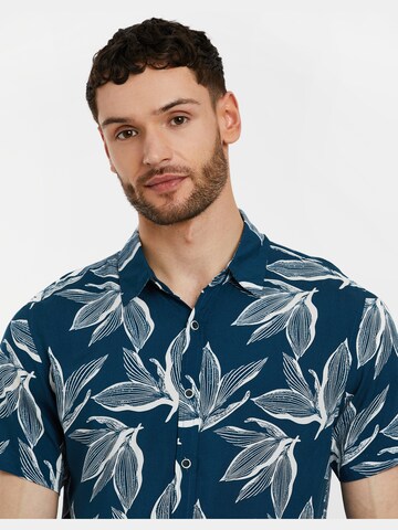 Threadbare - Ajuste regular Camisa 'Foliage' en azul