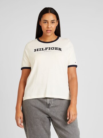 Tommy Hilfiger Curve T-shirt i beige: framsida