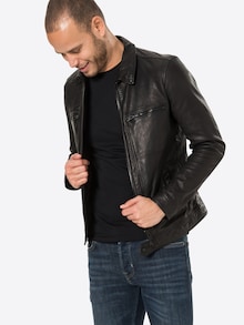 Chaqueta de piel de entretiempo Allsaints ‘Lark’ en negro: vista frontal