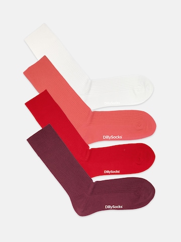 Chaussettes 'Ribbed Just Red' DillySocks en mélange de couleurs