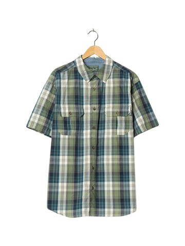 Woolrich Button Up Shirt in XXL in Green: front