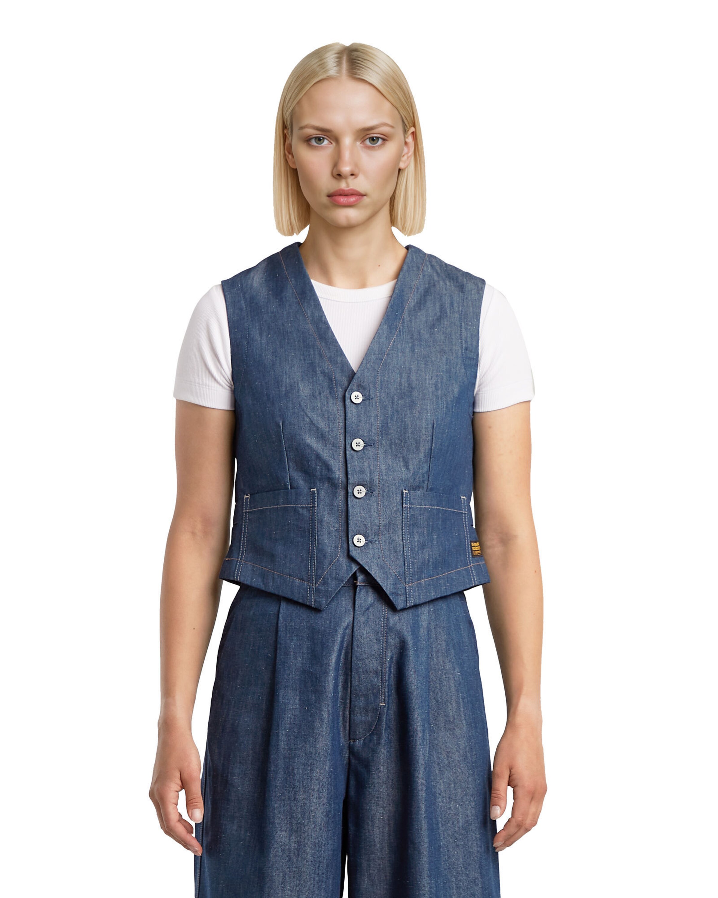 G-STAR Gilet in Blauw: voorkant