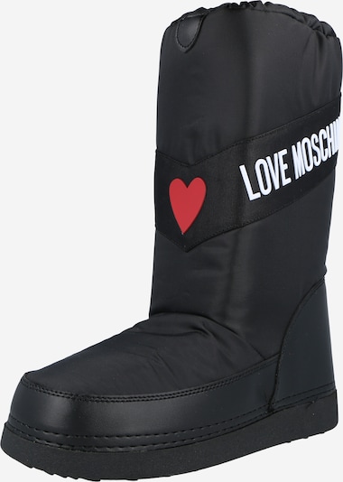 Bocanci de zăpadă Love Moschino pe roșu / negru / alb, Vizualizare produs