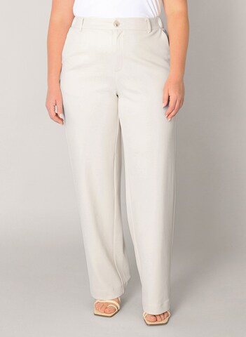 BASE LEVEL CURVY Regular Pants in White: front