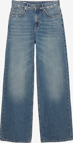 Wide leg Jeans de la Pull&Bear pe albastru: față