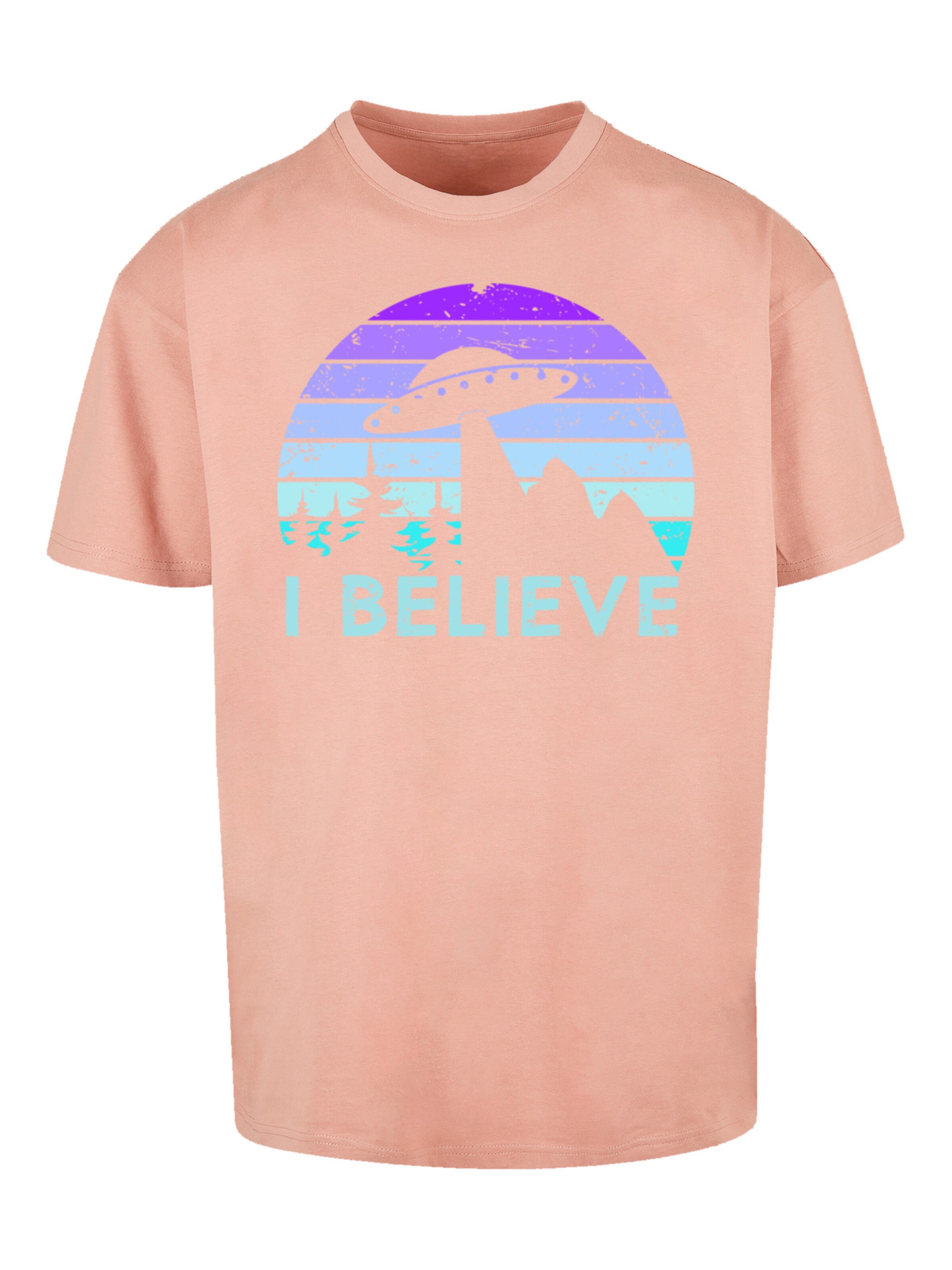 T-Shirt 'I BELIEVE UFO Alien Raumschiff Retro' F4NT4STIC en orange : devant