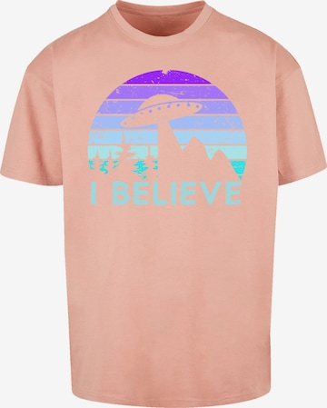 T-Shirt 'I BELIEVE UFO Alien Raumschiff Retro' F4NT4STIC en orange : devant
