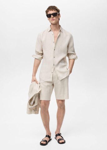 MANGO MAN Regular Fit Hemd 'Parrot' in Beige