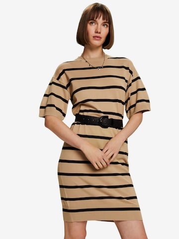 ESPRIT Knitted dress in Beige: front