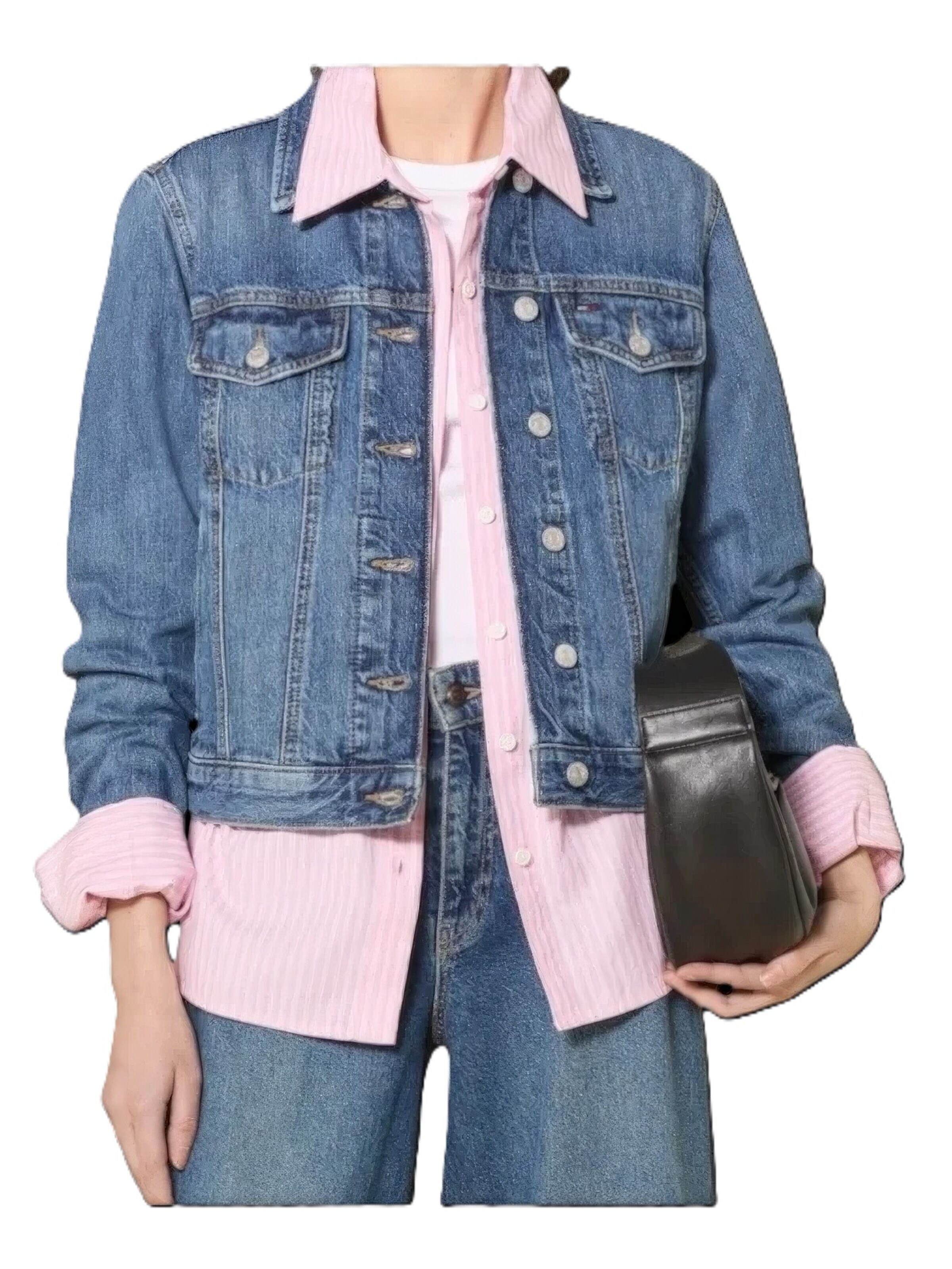 TOMMY HILFIGER Übergangsjacke 'Tommy Hilfiger női kék rövid farmerdzseki'‌‌‌‌‌‌‌‌‌‌ in Blau