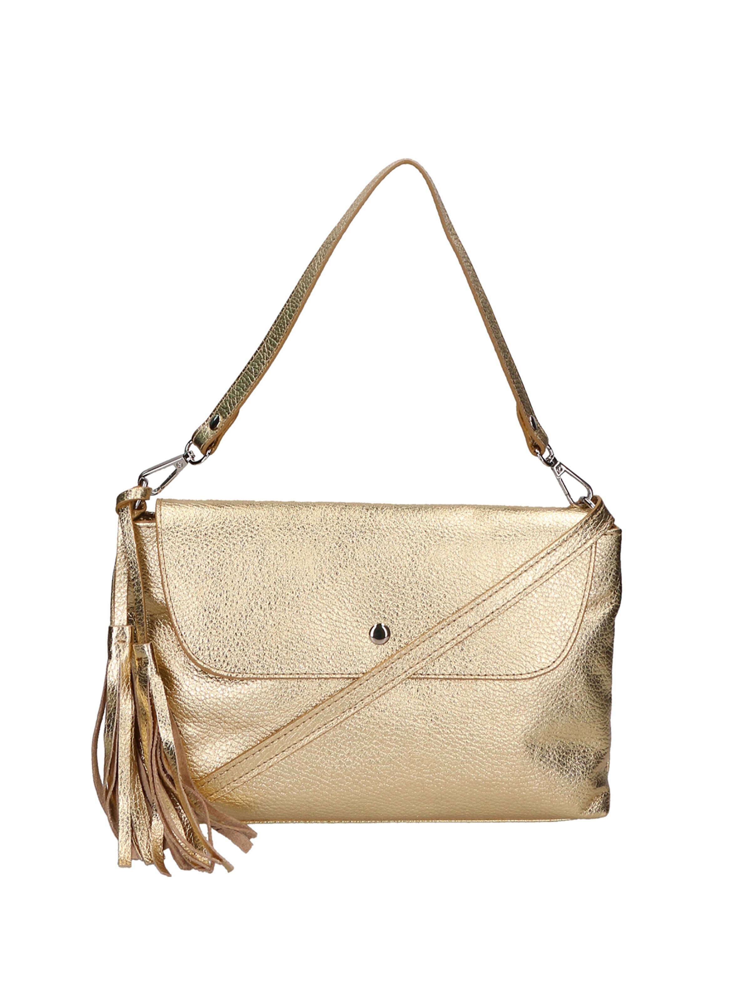 Pochette 'Pochette Donna Pelle Dollaro Laminato con Tracolla Rimovibile - Made in Italy' di Gave Lux in oro
