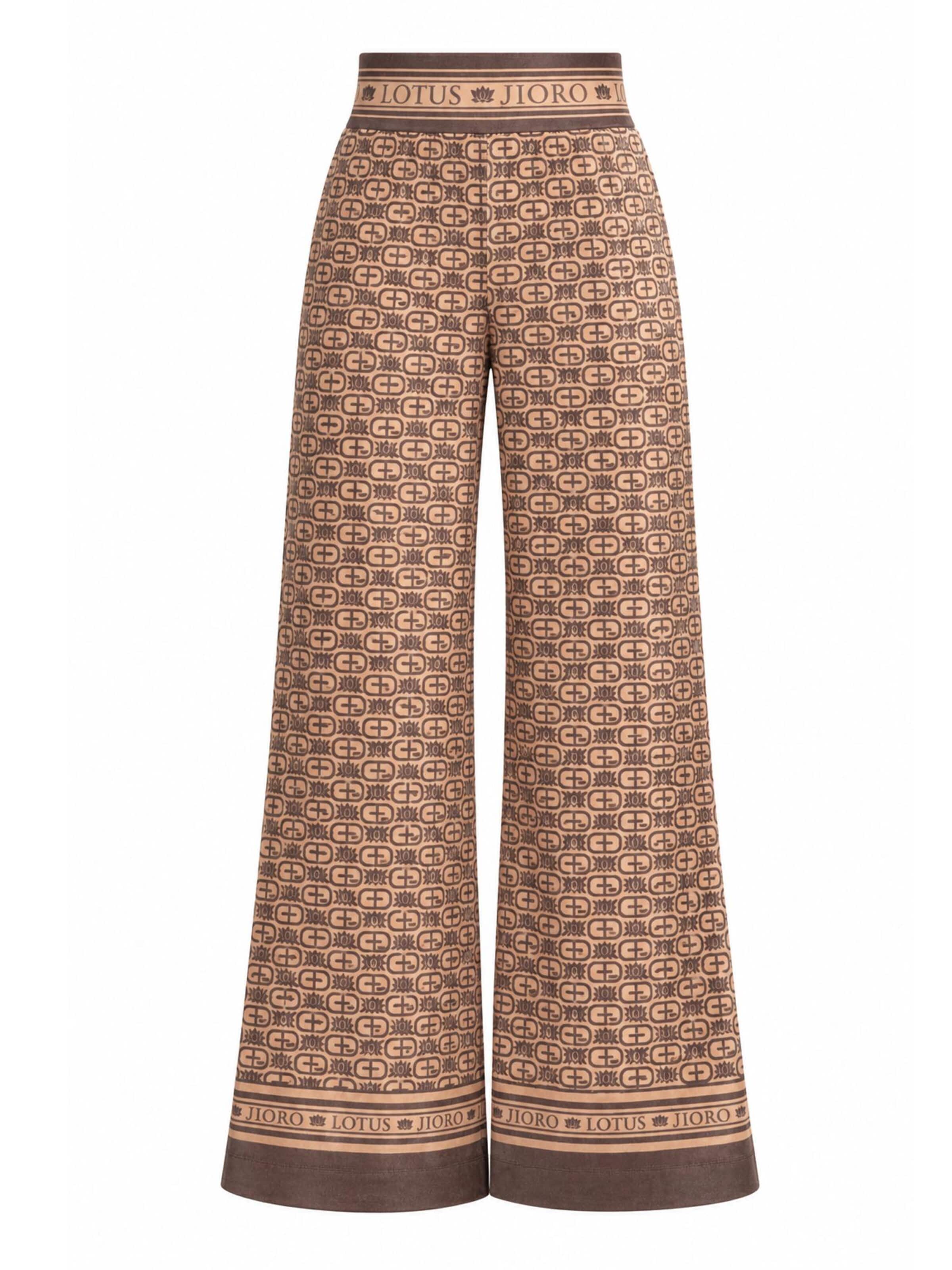 JIORO Wide leg Trousers in Brown: front