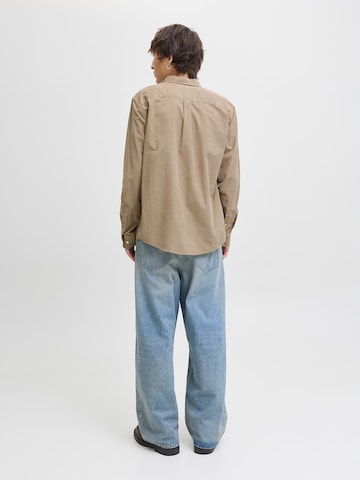 JACK & JONES Regular fit Button Up Shirt 'JJECLASSIC' in Beige