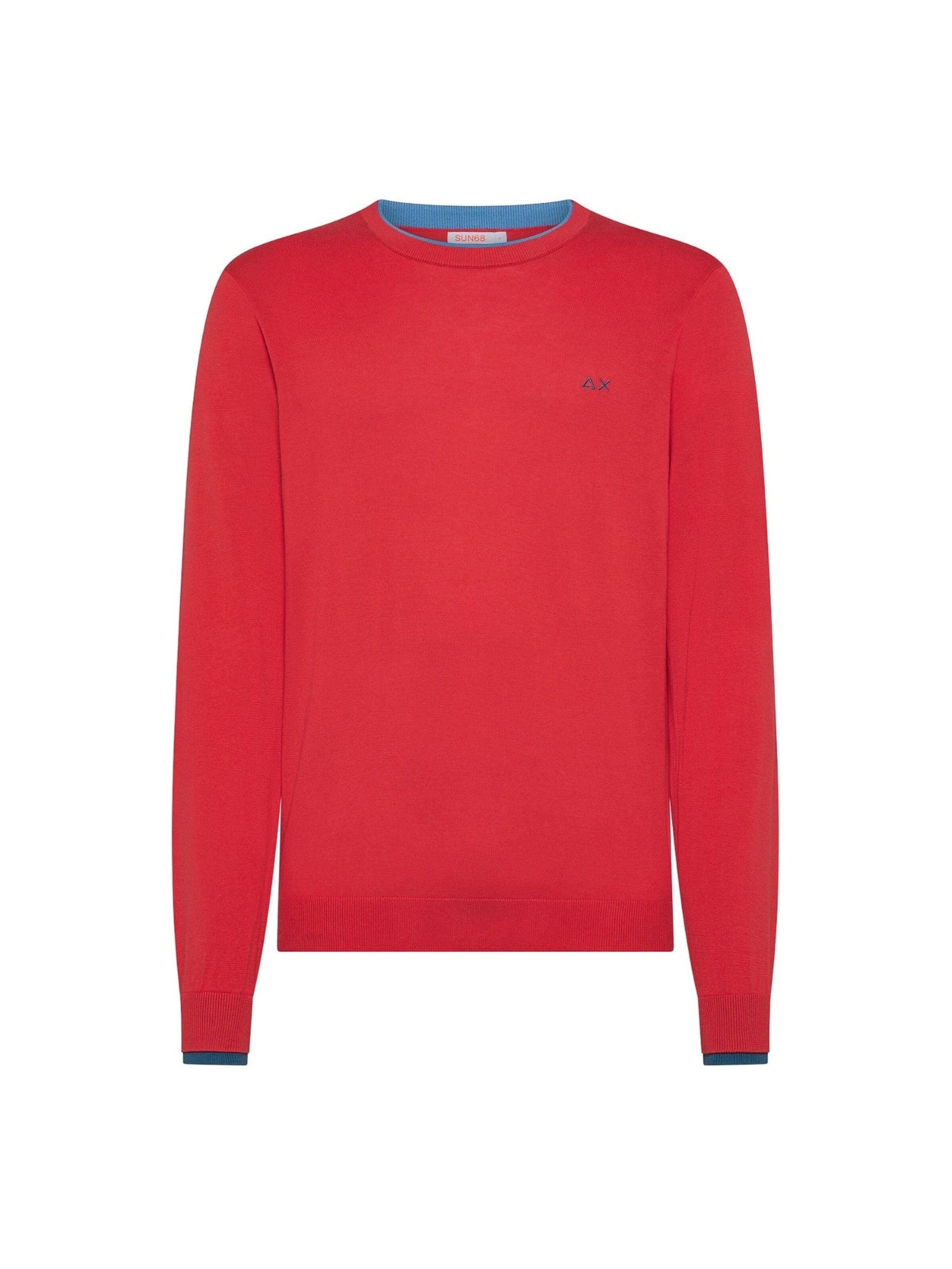 SUN68 Sweater 'Red double rib neck sweater' in Red: front