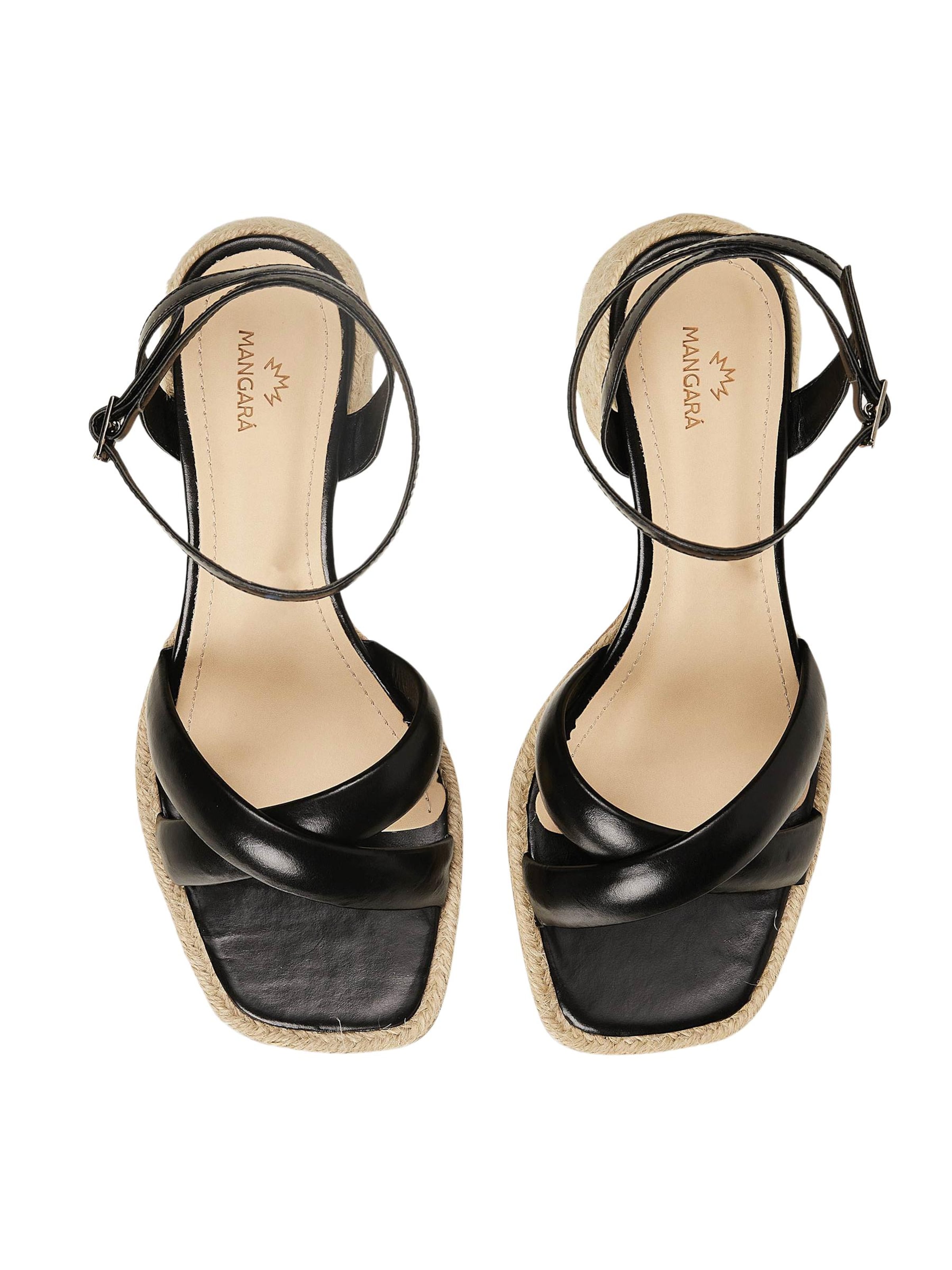 Mangara Atelier Strap sandal 'Sandales Marica en cuir noir' in Black