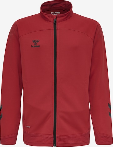 Hummel Athletic Zip-Up Hoodie 'Lead Poly' in Red: front