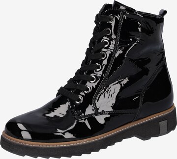 WALDLÄUFER Lace-Up Ankle Boots in Black: front