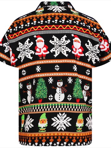 King Kameha Regular fit Button Up Shirt 'Christmas Rows' in Black