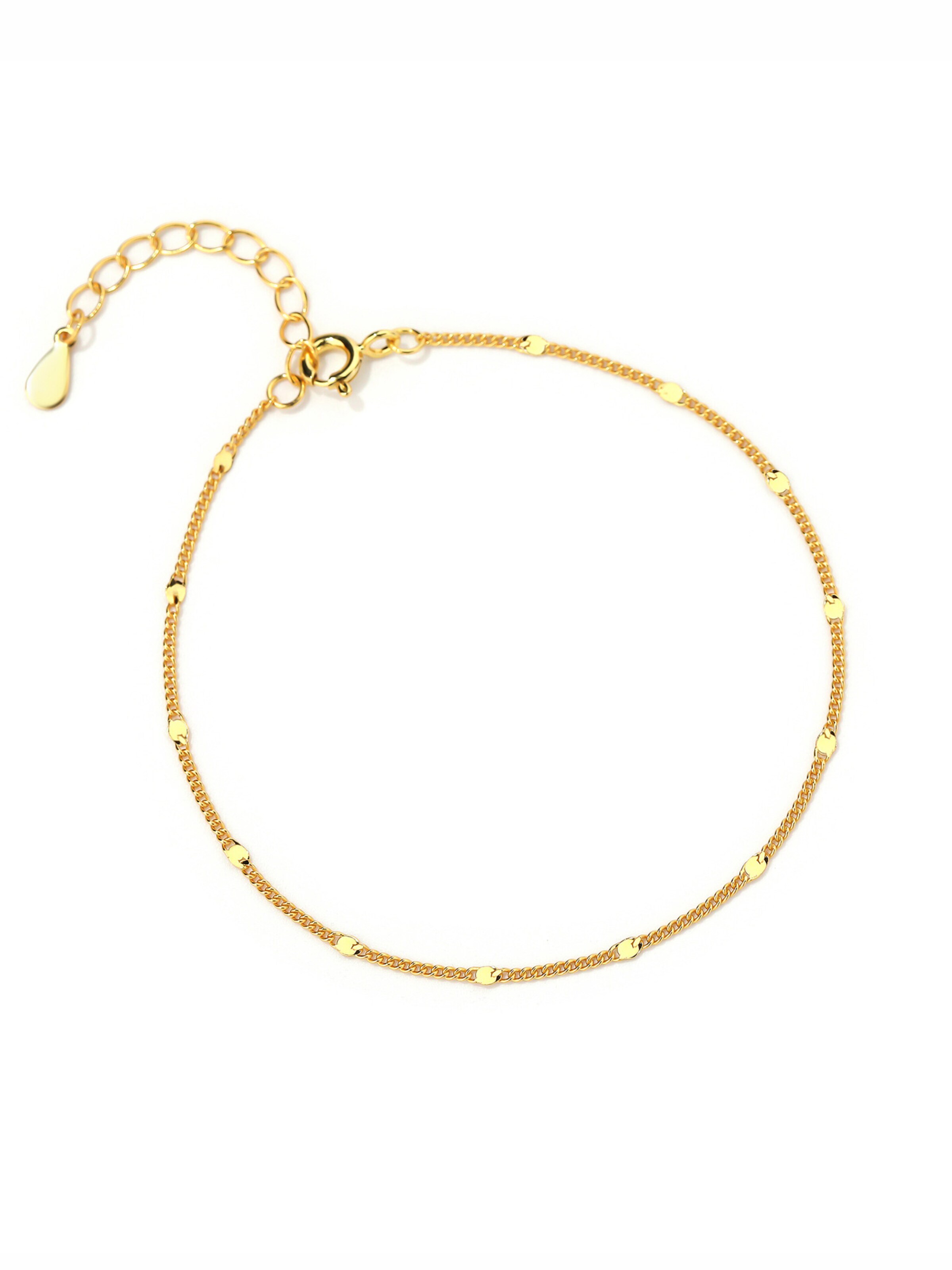 Staufergold Bracelet 'Armband „Sternpunkte“ – zarte Gliederkette mit feinen Plättchen, verstellbar' in Gold: front