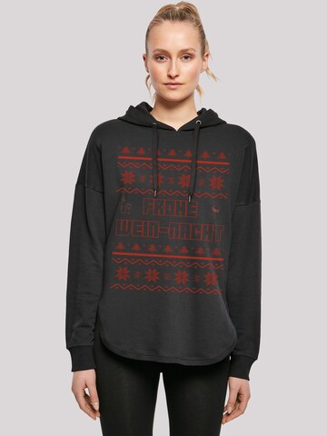 Sweat-shirt 'Frohe Wein-Nacht' F4NT4STIC en noir : devant