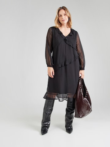 Rochie 'CARINDIGO' de la ONLY Carmakoma pe negru: față