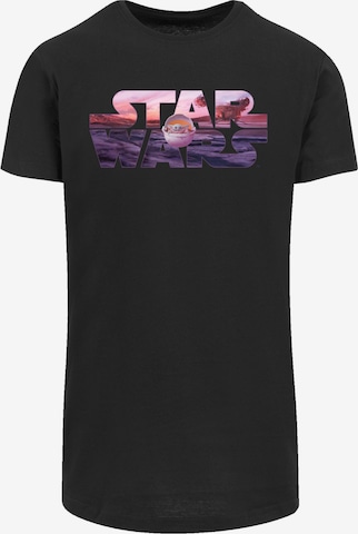 F4NT4STIC Shirt 'Star Wars The Mandalorian Child Ride The Sky' in Zwart: voorkant