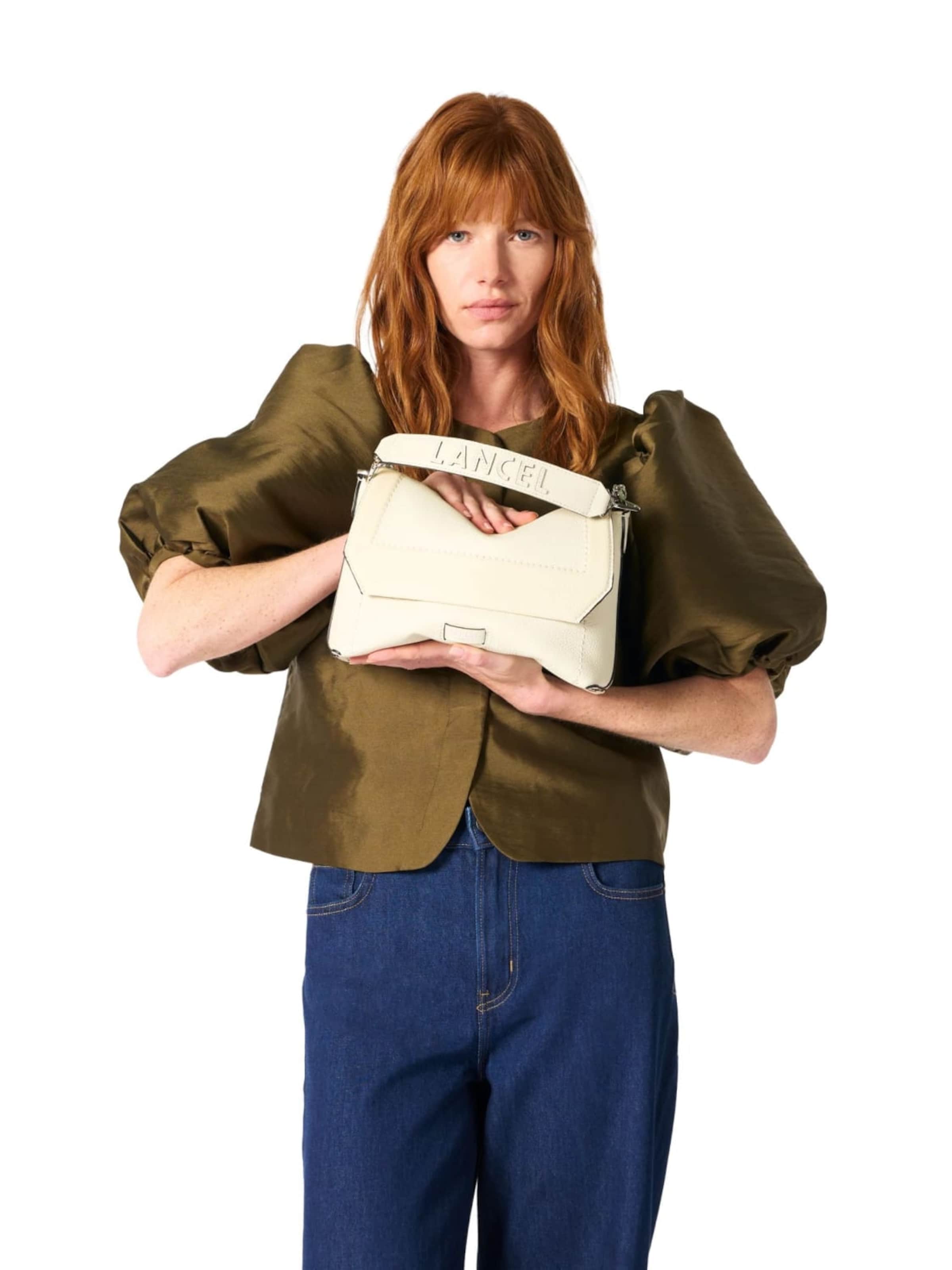 Lancel Skuldertaske 'Lancel Sac Rabat M Ninon Soft Neige Femme' i hvid