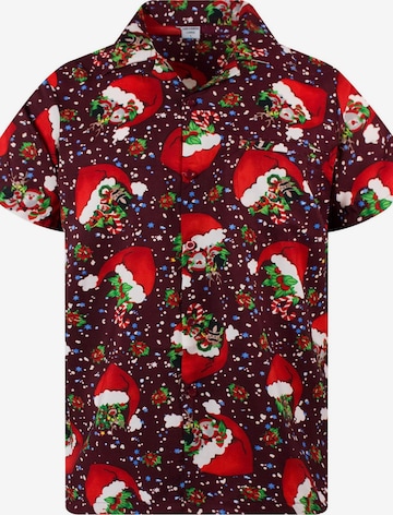 Camicia 'Christmas Flying Hats' di King Kameha in rosso: frontale
