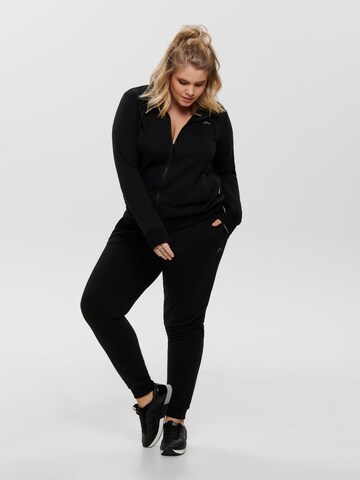 Only Play Curvy Athletic Zip-Up Hoodie 'Elina' in Black